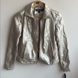 Light Metallic Tan / Gold Leather Jacket